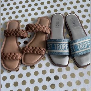 DV by Dolce Vita Braided Tan Sandals and Blue Silver Slides